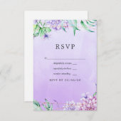 Lavender und Gold Floral Geometric Wedding RSVP Karte (Vorne/Hinten)