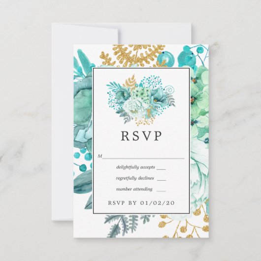 Lavender und Gold Floral Geometric Wedding RSVP Karte (Vorderseite)