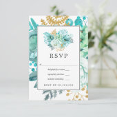 Lavender und Gold Floral Geometric Wedding RSVP Karte (Stehend Vorderseite)