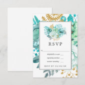 Lavender und Gold Floral Geometric Wedding RSVP Karte (Vorne/Hinten)