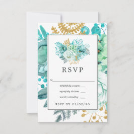 Lavender und Gold Floral Geometric Wedding RSVP Karte