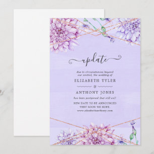 Lavender und Gold Floral Geometric Wedding Update Einladung