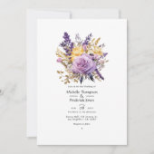 Lavender und Gold Floral Winter Wedding Einladung (Vorderseite)