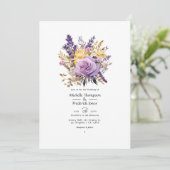 Lavender und Gold Floral Winter Wedding Einladung (Stehend Vorderseite)