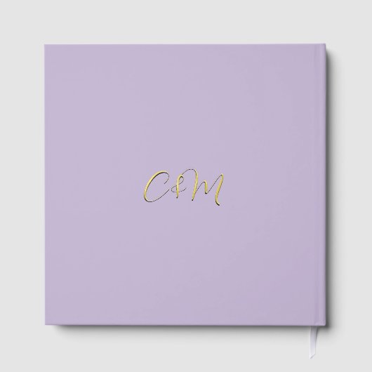 Lavender und Gold Script Classic Wedding Gästebuch (Rückseite)