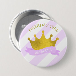 Lavender und Gold Tiara "Birthday Girl" Button