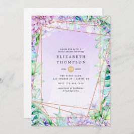 Lavender und Golden Floral Geometric Brautparty Einladung