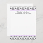 Lavender und Gray Damask Flat Vielen Dank Einladung (Vorne/Hinten)