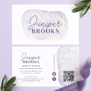 Lavender und Lilac Glitzer Social Media QR-Code Visitenkarte