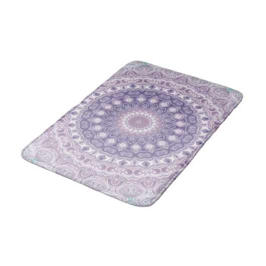 Lavender und Lilac Mandala Pattern Badematte (Schrägansicht)