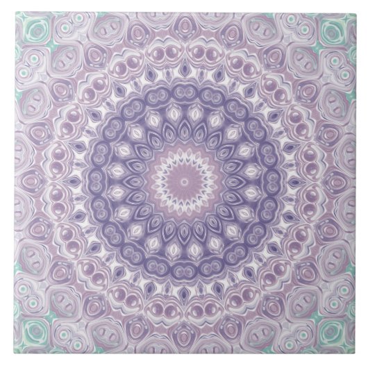 Lavender und Lilac Mandala Pattern Fliese (Vorderseite)