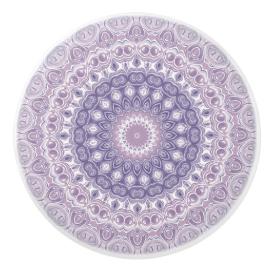 Lavender und Lilac Mandala Pattern Keramikknauf (Vorderseite)