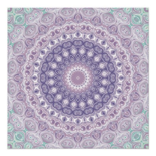 Lavender und Lilac Mandala Pattern Poster (Vorderseite)