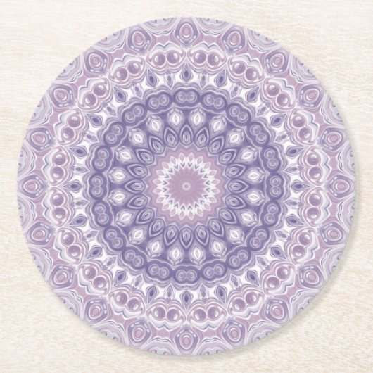 Lavender und Lilac Mandala Pattern Runder Pappuntersetzer (Vorderseite)