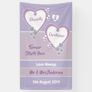 Lavender und Lilac mit Herz-Hochzeitstag Hintergru Banner