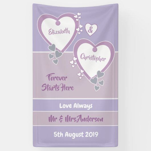 Lavender und Lilac mit Herz-Hochzeitstag Hintergru Banner (Vertikal)