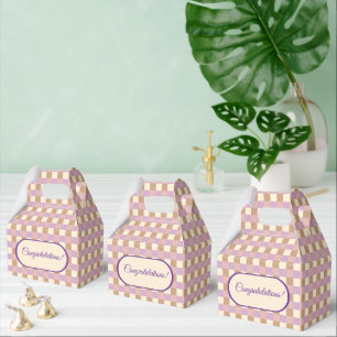 Lavender und Peach Gingham Kariert Geschenkschachtel