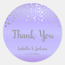 Lavender und Silver Confetti Dots Runder Aufkleber