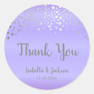 Lavender und Silver Confetti Dots Runder Aufkleber