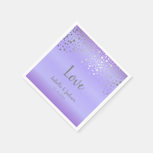 Lavender und Silver Confetti Dots Serviette (Ecke)