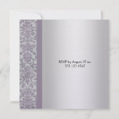 Lavender und Silver Damask 25. Hochzeit Anniversar Einladung (Rückseite)
