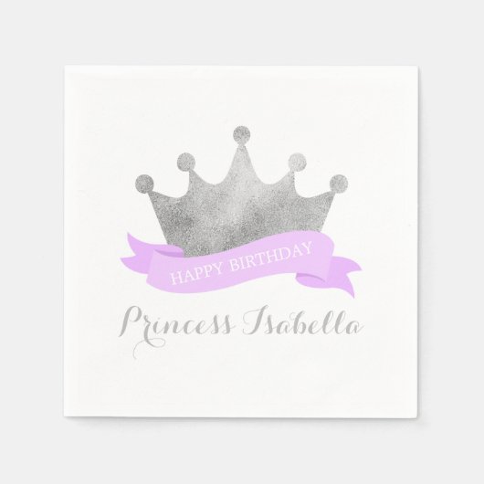 Lavender und Silver Princess Geburtstagsparty Serviette (Vorderseite)