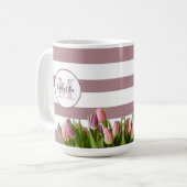 Lavender und Tulip Mit Monogramm Personalisiert Kaffeetasse (Vorderseite Links)