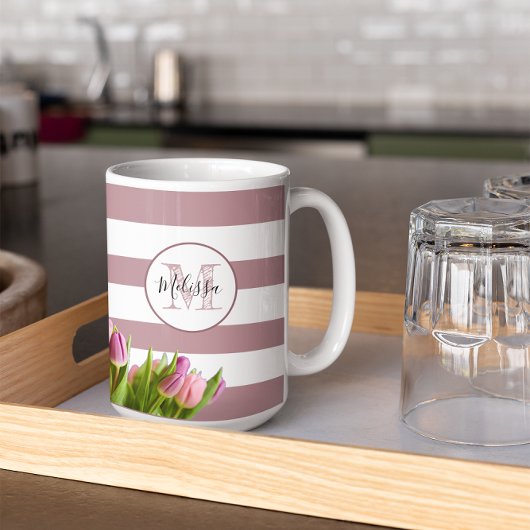 Lavender und Tulip Mit Monogramm Personalisiert Kaffeetasse