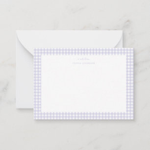 Lavender und weiße Gingham Girl-Note Mitteilungskarte