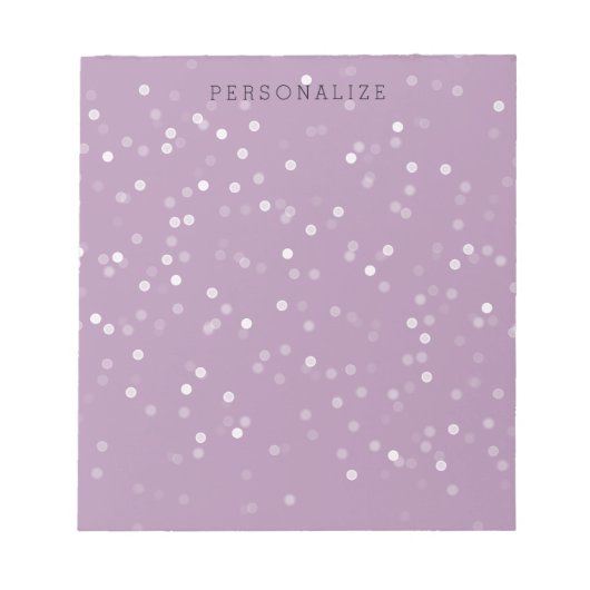 Lavender und White Bokeh Confetti Notizblock (Vorderseite)