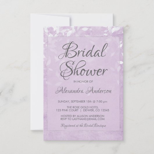 Lavender und White Confetti Brautparty Einladung (Vorderseite)