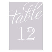 Lavender und White Elegante Script-Tischnummern Tischnummer (Rückseite)