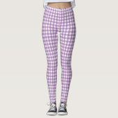 Lavender und White Gingham Leggings (Vorderseite)
