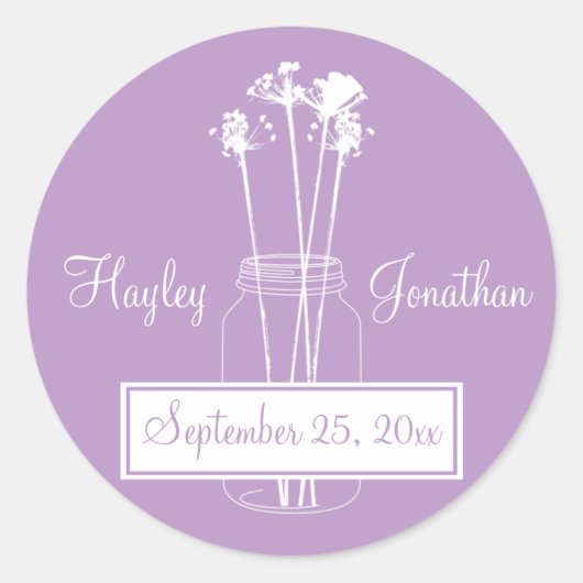 Lavender und White Mason Jar Save the Date Runder Aufkleber (Vorderseite)
