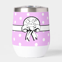 Lavender und White Polka Dot White Bow personalisi