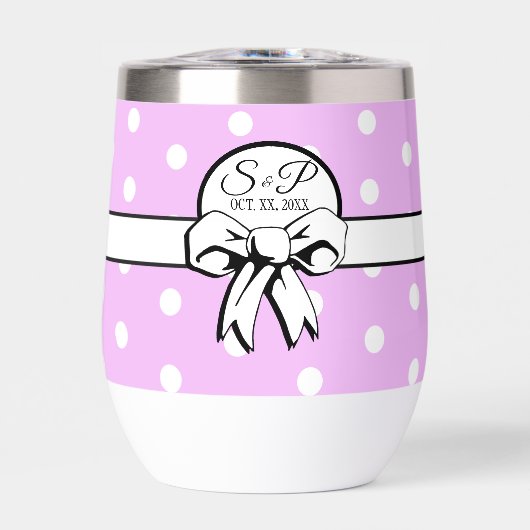 Lavender und White Polka Dot White Bow personalisi (Vorderseite)