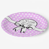 Lavender und White Polka Dot White Bow personalisi Pappteller (Schrägansicht)