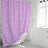 Lavender und White Polka Dots Duschvorhang