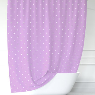Lavender und White Polka Dots Duschvorhang