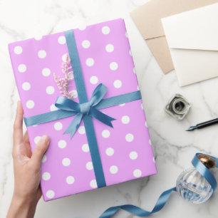 Lavender und White Polka Dots Geschenkpapier