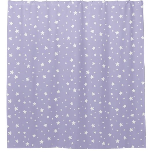 Lavender und White Stars Celestial Sky Duschvorhang (Vorderseite)