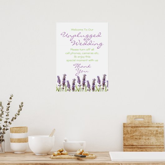 Lavender Unplugged Wedding Sign Poster (Küche)