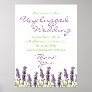 Lavender Unplugged Wedding Sign Poster