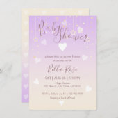 Lavender Vanilla Star Heart Baby Duschkarten Einladung (Vorne/Hinten)