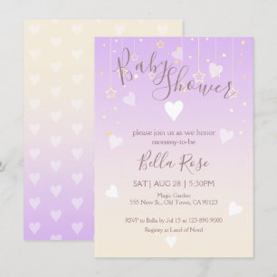 Lavender Vanilla Star Heart Baby Duschkarten Einladung
