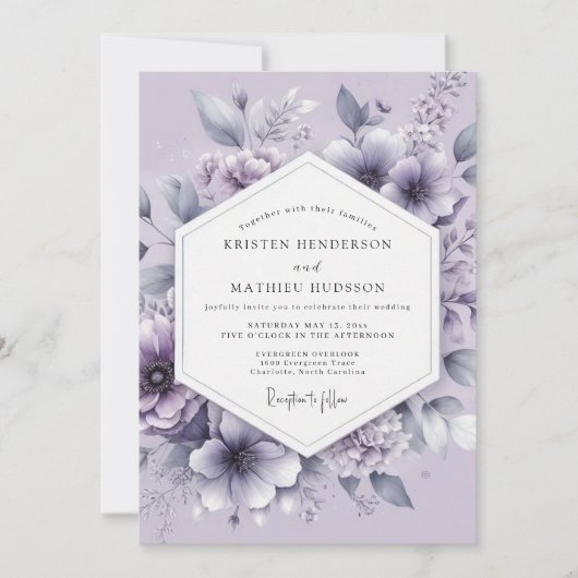 Lavender Vaporous Bloom Wedding Einladung (Vorderseite)