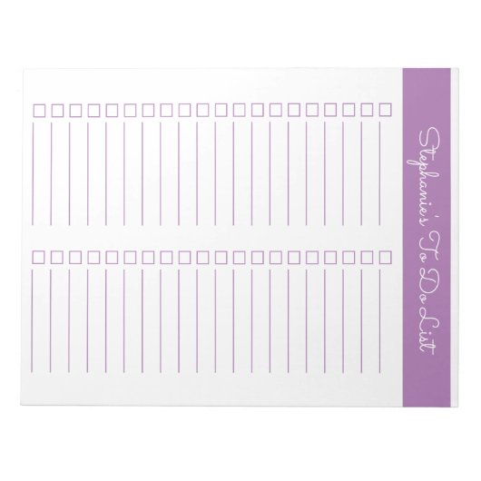 Lavender Vertical 8.5x11 Two Column Checklist Notizblock (Vorderseite)