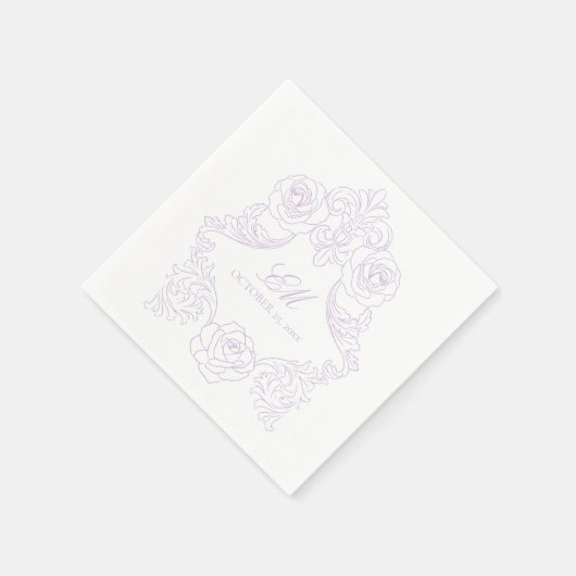 Lavender Victorian Crest Monogram Wedding Serviette (Ecke)