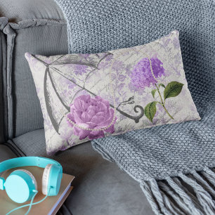 Lavender Viktorianisch Ephemera Floral Country Chi Lendenkissen