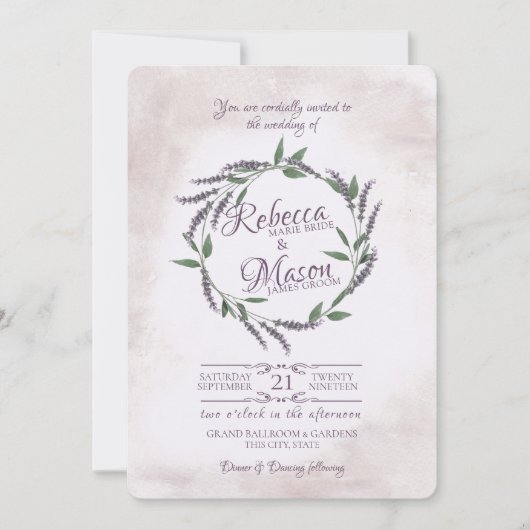Lavender Vine Ring Wedding Einladung (Vorderseite)